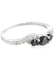 Sterling Silver 0.75 cttw Black and White Diamond Ring
