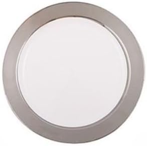 120 ct. 6" Disposable White/Silver Plastic Dessert Plates Baron Collection "Like Real"