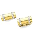 14k Gold and Diamond Barrel Cufflinks