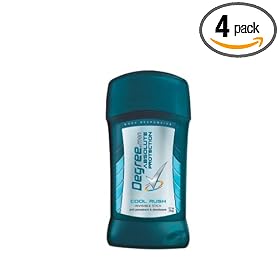 Degree  Men, Absolute Protection, Anti-perspirant & Deodorant, Invisible Stick, Cool Rush, 2.7-Ounce Stick (Pack of 4)