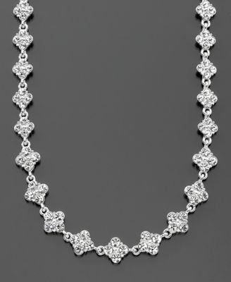 Givenchy Silvertone Crystal Cluster Necklace
