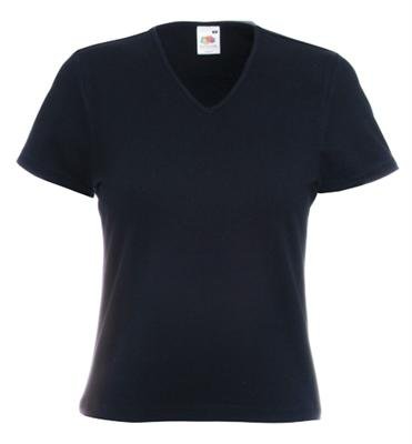 Produkt-Bild: Fruit of the Loom Lady Fit V-Neck ( V-Ausschnitt ) T-Shirt mit kurzen &Auml;rmeln und Elasthan - Anteil in Schwarz, Gr&ouml;sse XXL