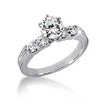 14K White Gold Engagement Ring - 1.10CT Round Cut Diamond Ring(H-I Color, I1 Clarity), All Sizes Available