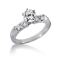 14K White Gold Engagement Ring - 1.10CT Round Cut Diamond Ring(H-I Color, I1 Clarity), All Sizes Available