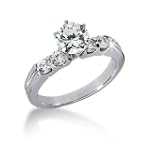 SAVE $1183.1 - 14K White Gold Engagement Ring - 1.10CT Round Cut Diamond Ring(H-I Color, I1 Clarity), All Sizes Available $945.55