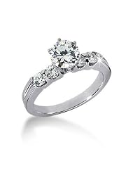 14k White Gold Engagement Ring - 1.10ct Round Cut Diamond Ring(h-I Color, I1... by 