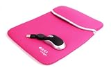 DURAGADGET Black & Pink Reversible 13.3" Neoprene Laptop Case With USB Mini Mouse (Fits Dell Latitude D600, Sony Vaio Z Series & Toshiba Satellite L735)