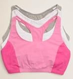 IMAGE OF Fruit Of The Loom Action Racerback Sport Bra 3-Pack (95089) 36/rose w/passion/wht/gre