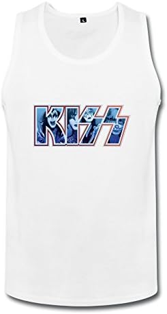 SHUNAN Men's Kiss Band Logo Faces Decal Top Size M White