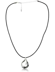 Argento Vivo "Seashell" Open Teardrop Pendant Necklace on Leather Cord Necklace