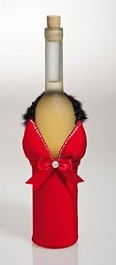 Red Dress Wine Bag w/Maribou