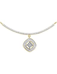 0.20CTW DIAMOND SQUARE NECKLACE 10K Yellow-gold Real Charm Pendant