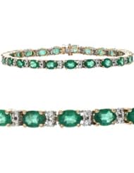 Emerald and Diamond bracelet in 14kt yellow gold