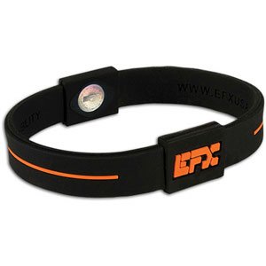 EFX Silicone Sport Wristband – Black with Orange Accents – 8 inch