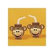 Plastic Monkey Head-Shaped Cups With Straws (1 dz)