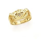10k Mens Diamond Claddagh Ring - Size 7.0