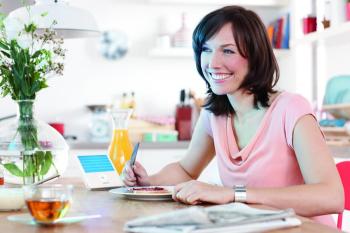 Woman using goLITE BLU.