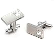 Rhodium Brass Cufflink - Clear Jade