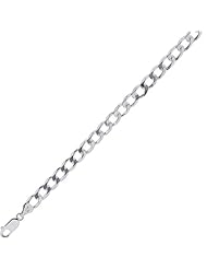 sterling silver rhodium plated 24" 5.5mm polish diamond cut curb chain with lobster clasp 24 inches long