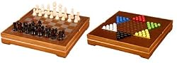 12" Wood Classic Chess & Chinese Checkers Combo Game Set