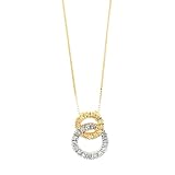 14k Two-Tone Gold & Diamond Double Circle Pendant (0.20ctw)