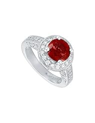 Ruby and Diamond Engagement Ring : Platinum - 4.00 Ct Tgw by FineJewelryVault