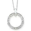 14k White Gold Link Chain with Baguette Diamond Circle Pendant Necklace- 18" (0.50ctw)