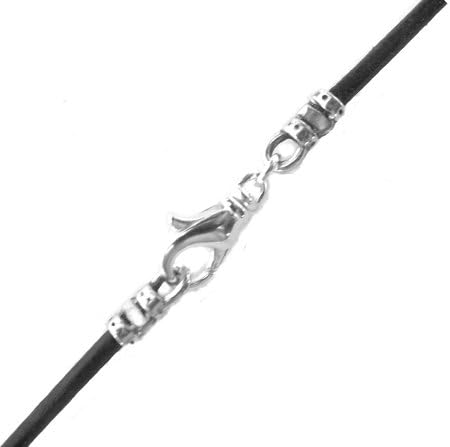 1.5mm Silver Plated Fancy Ends and Lobster Clasp Leather Necklace 20 Inches Black