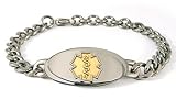 American Medical ID Titanium Curve Gold Medical ID Bracelet One size fits all