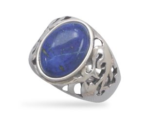 Lapis Ring with Cut Out Design in Band