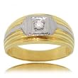 Mens Diamond Solitaire Wedding Ring Band in White Yellow Gold