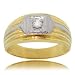 Mens Diamond Solitaire Wedding Ring Band in White Yellow Gold