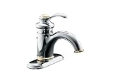 KOHLER 12181-CB Fairfax Single-Control Lavatory Faucet, Polished Chrome with Vibrant Polished Brass Accents