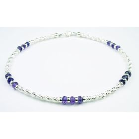 AMETHYST Sterling Silver Gemstone Ankle Bracelets: Handmade Jewelry with... by Amethyst Anklets