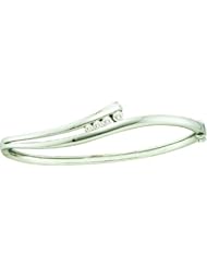 0.38 Carat (ctw) 14k White Gold Round White Diamond Ladies Fashion Journey Bangle Bracelet