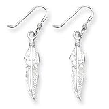 Sterling Silver Feather Earrings - JewelryWeb
