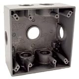 Two Gang Weatherproof Box 7 3/4 Outlets, 31 Cubic In., Gray
