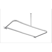 48' x 26' Chrome D Shaped Shower Rod includes Ceiling Support and Wall Mounts