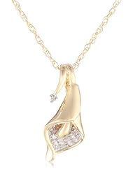 Sterling Silver or Yellow Gold Plated Sterling Silver Calla Lily Diamond Pendant Necklace (0.05 cttw, I-J Color, I2-I3 Clarity), 18"