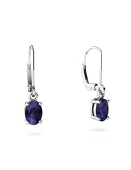 Genuine Sapphire 14kt White Gold Lever Back Earrings
