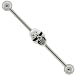 SKULL 925 Sterling Silver Industrial Piercing Barbell