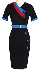 Sexy Cotton/Polyester Sheath Belted Vintage Party Dress 