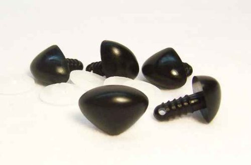 Sassy Bears 21mm Black D-type Animal Safety Nose for Bear, Doll, Puppet, Plush Animal and Craft - 10 pack