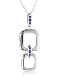 Sterling Silver Created Blue Sapphire Geometric Shape Pendant Necklace, 18"