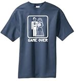 GAME OVER Funny Bride Groom Steel Blue Novelty T-shirt