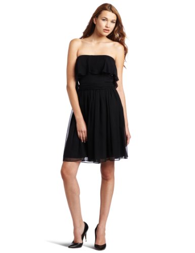 HALSTON HERITAGE Women's Strapless Flare Dress, Black, 2