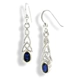 Sterling Silver Celtic Knot and Genuine Blue Sapphire Hook Earrings