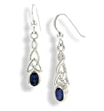Sterling Silver Celtic Knot and Genuine Blue Sapphire Hook Earrings