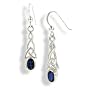 Sterling Silver Celtic Knot and Genuine Blue Sapphire Hook Earrings