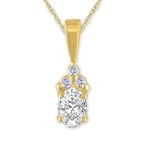 APRIL Birthstone Pendant 6mm X 4mm Diamond & White Topaz Pendant